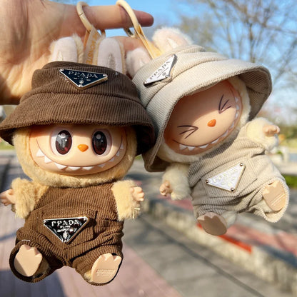 New Corduroy for Labubu Doll Clothing Set Hat 17Cm Clothes Shoes Doll DIY Accessories Training Sitting Party Games Toys Gifts